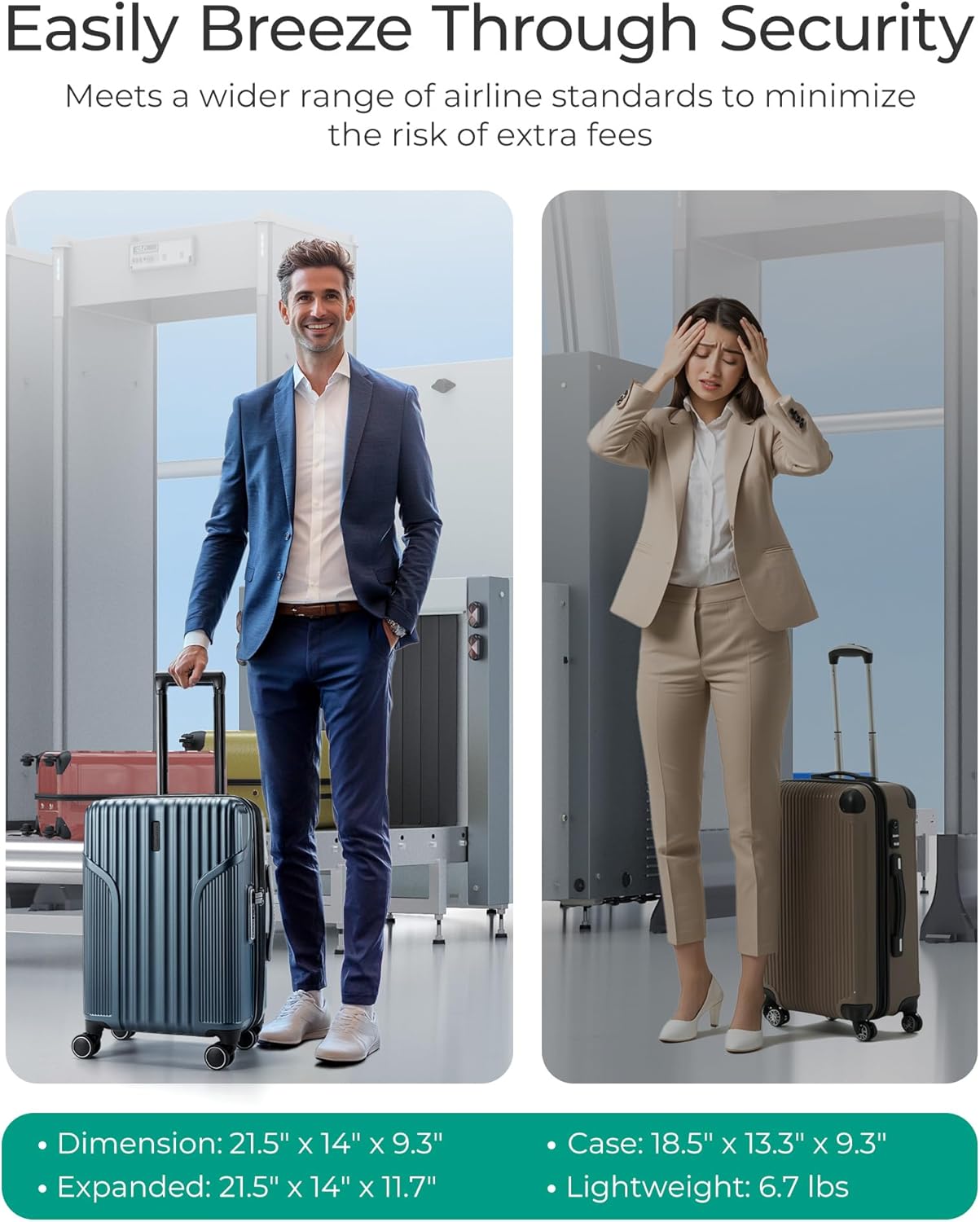 BAGSMART Expandable Carry On Luggage 22x14x9 Airline Approved, Carry On Suitcase with Spinner Wheels, Hardside Polycarbonate Rolling Travel Luggage with TSA Lock 20-Inch Carry-On, Blue - Image 5