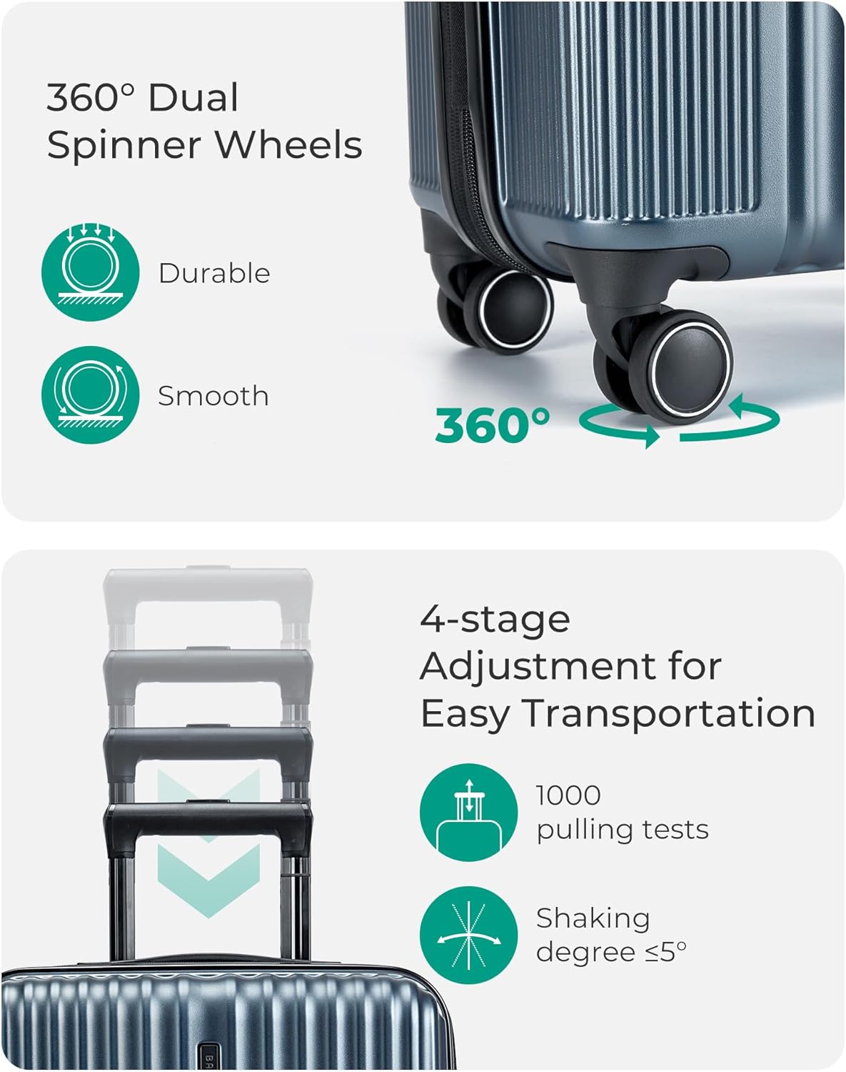 BAGSMART Expandable Carry On Luggage 22x14x9 Airline Approved, Carry On Suitcase with Spinner Wheels, Hardside Polycarbonate Rolling Travel Luggage with TSA Lock 20-Inch Carry-On, Blue - Image 6
