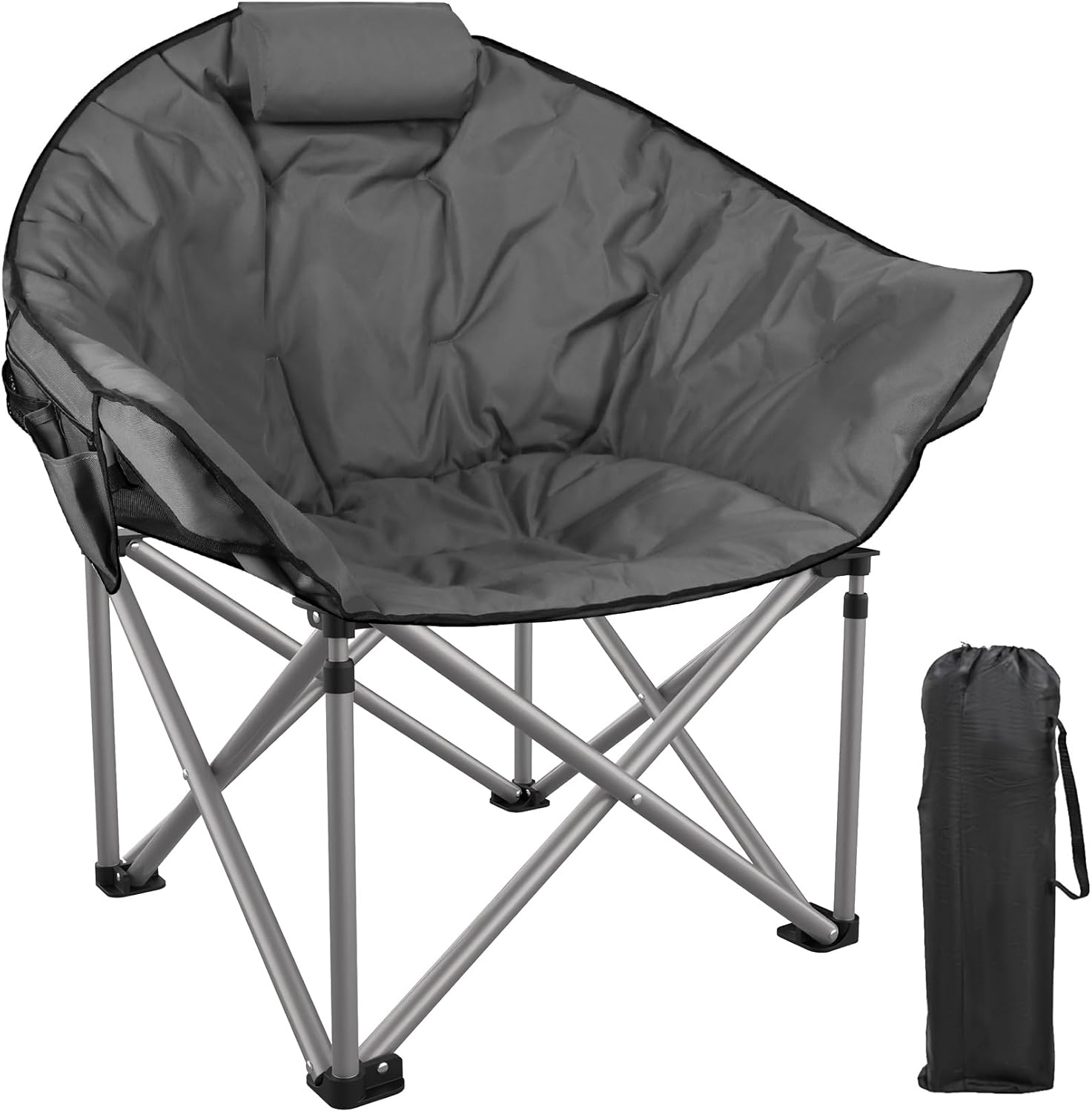 Slendor Heated Camping Chair Oversized, Portable Heated Chair Outdoor Sports with Backrest, High Back, Pillow, 3 Heat Levels, Folding Lawn Patio Lounge Chair, Supports 440 lbs