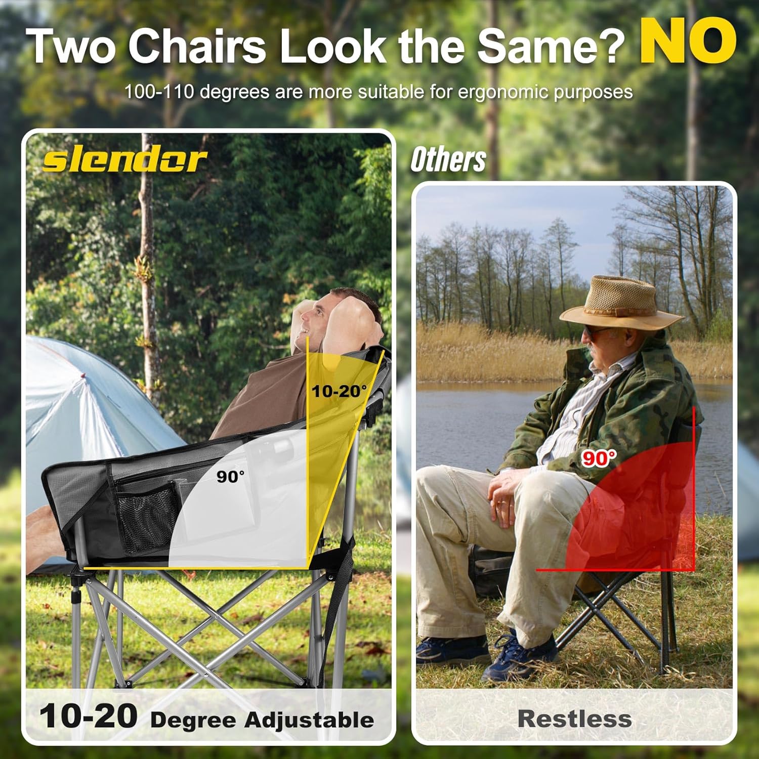 Slendor Heated Camping Chair Oversized, Portable Heated Chair Outdoor Sports with Backrest, High Back, Pillow, 3 Heat Levels, Folding Lawn Patio Lounge Chair, Supports 440 lbs - Image 5