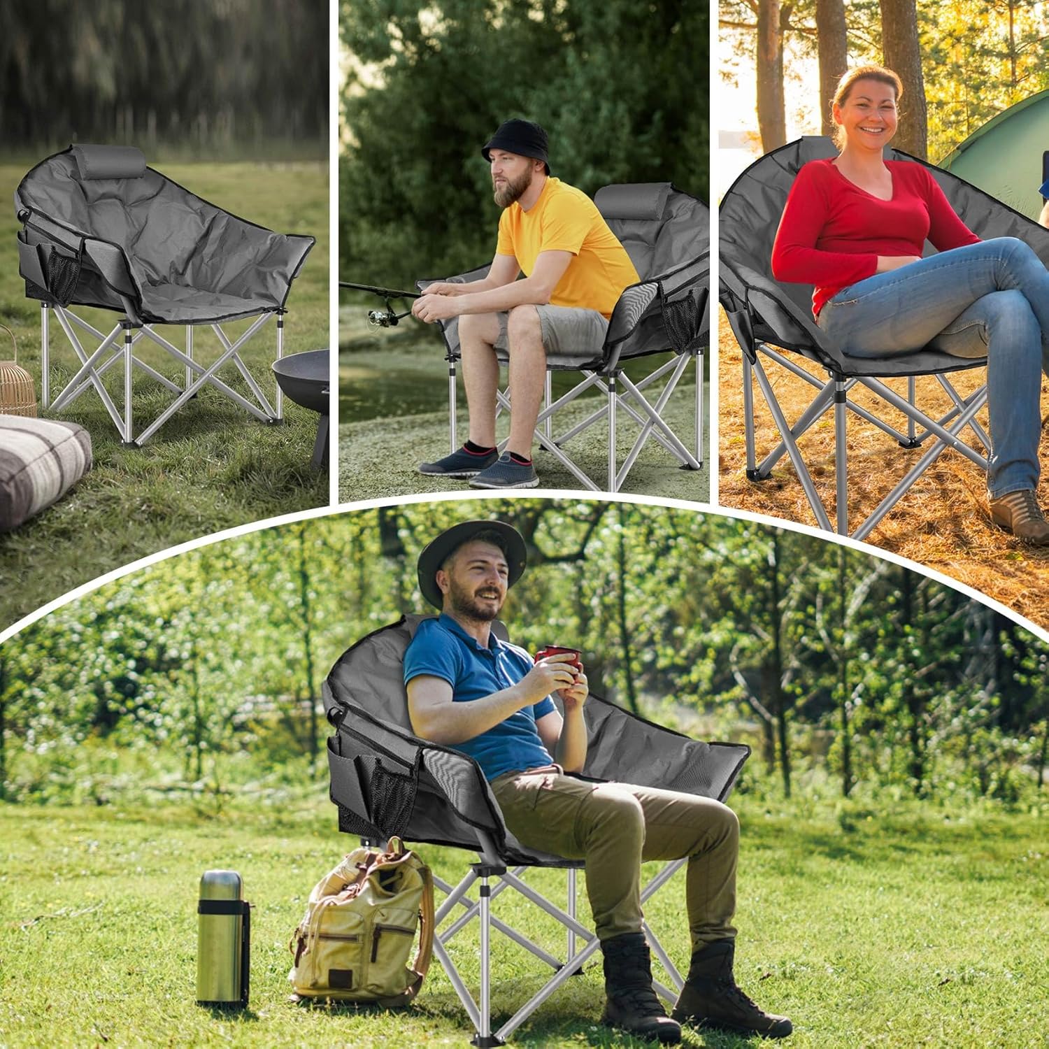 Slendor Heated Camping Chair Oversized, Portable Heated Chair Outdoor Sports with Backrest, High Back, Pillow, 3 Heat Levels, Folding Lawn Patio Lounge Chair, Supports 440 lbs - Image 7
